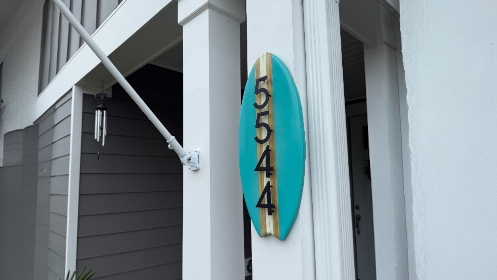 Teal & White Address Sign